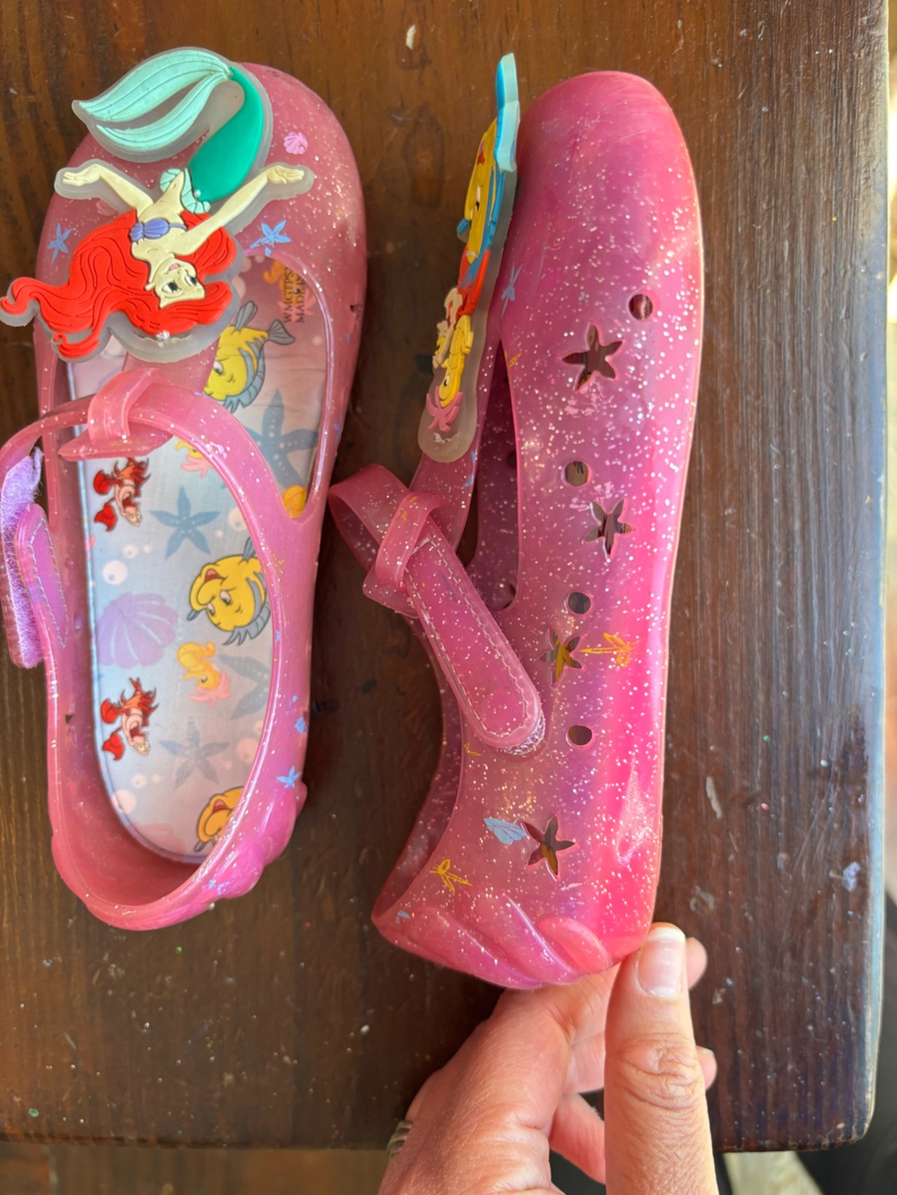 Disney Ariel Pink Sparkle Jelly Sandals with Flounder & Friends - Picture 2 of 2